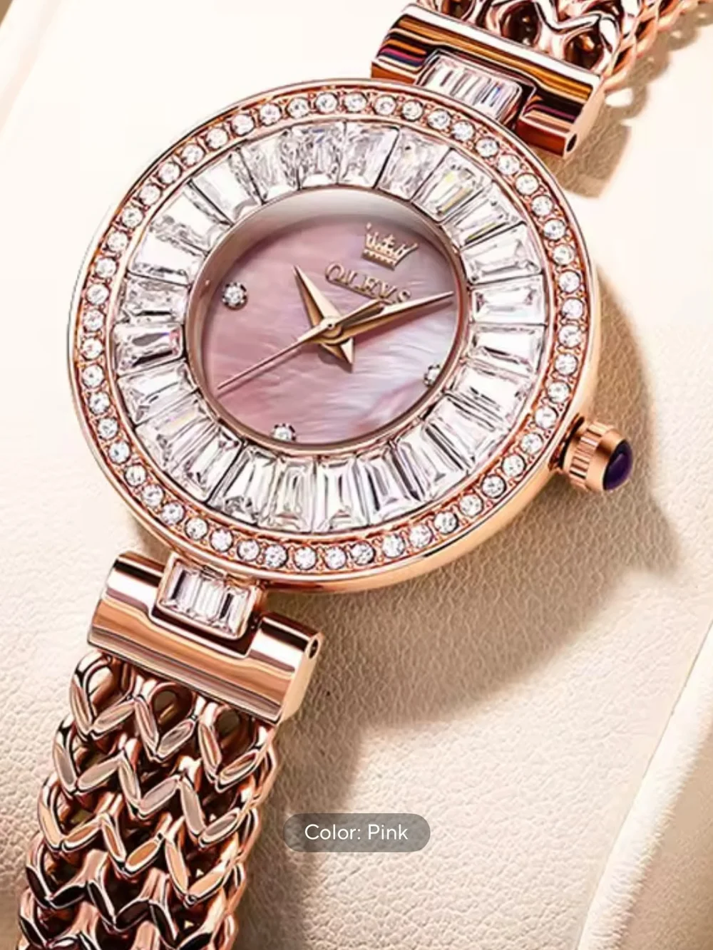 Rose Gold Women's Bracelet Watch with Pink Dial by